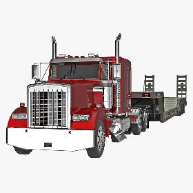 Truck and Double Drop Lowboy Tri Axle Trailer